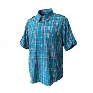 Men's Teal Plaid Button-Down Shirt